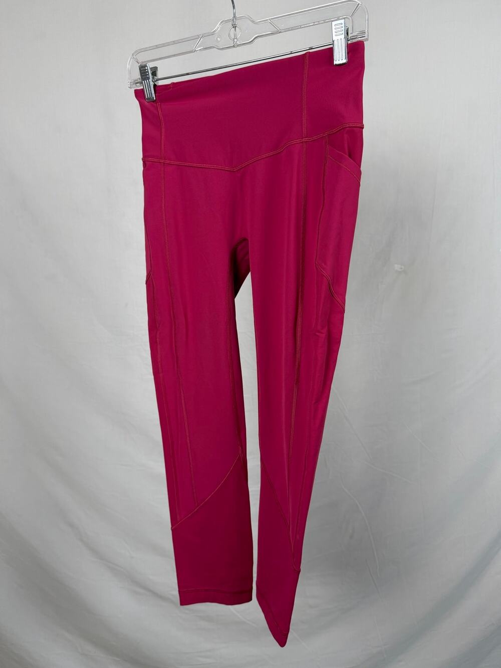 Lululemon Raspberry Pink Athletic Leggings High-Waisted Pocket Crop Size 6 22"